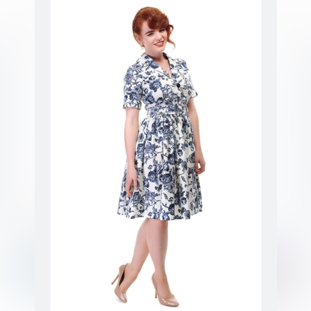 Charter Club Blue Swing with‎ Pockets Belted Dress. Size 8